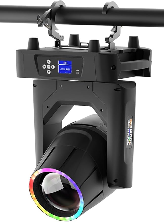 SHEHDS IP65 Waterproof Moving Head Stage Lights 380W 19R Bulb(7500K) 17 Gobos 14 Colors Spotlights 2 Prisms Beam/Frost/Wash/Strobe Effect DMX512 for Disco Outside/Indoor Party Show