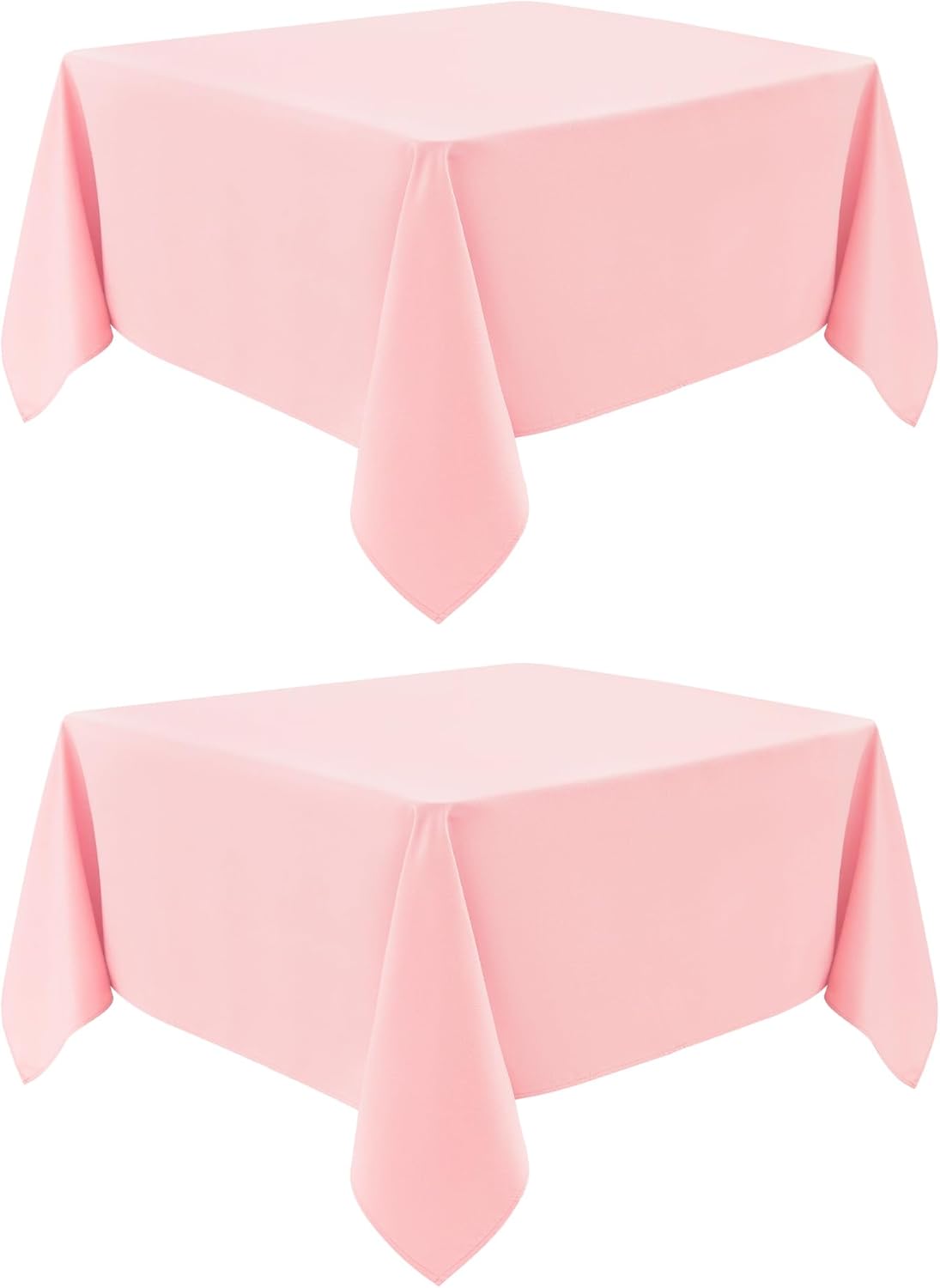 2 Pack Square Table Cloth 60X60 Inch Pink Tablecloth Washable Polyester Solid Dining Table Cover for Birthday Party Dinner Holiday Outdoor Indoor