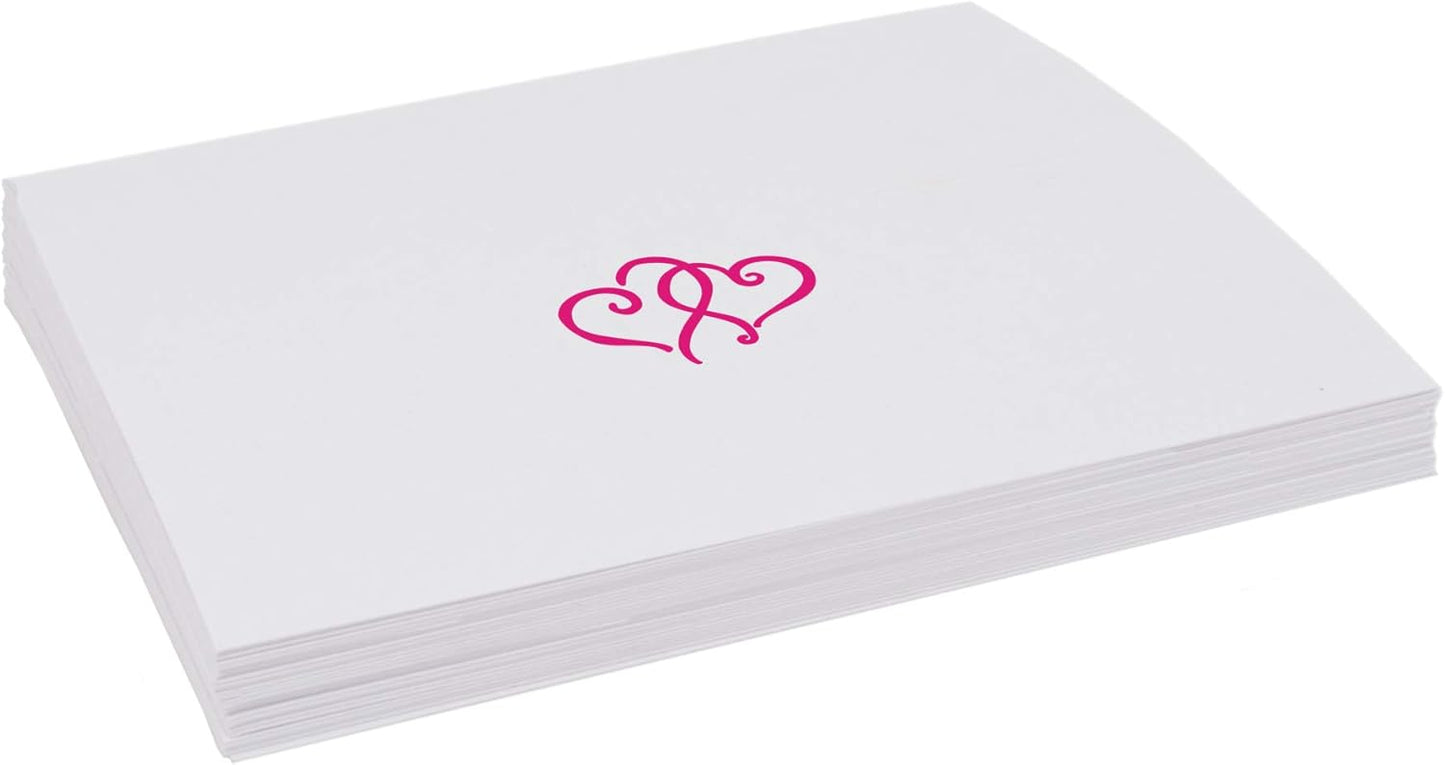 Linked Hearts Place Cards, Fuschia (Choose Color), Set of 150, Pre-cut and Scored - Wedding, Party, Dinner, and Special Events - Made in the USA