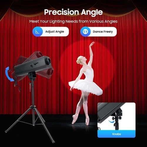 230W LED Stage Spotlight with Tripod, Professional Follow Light with 6 Colors & 3 Color Temperatures (5600K、6000K、3200K), Theater Lights DJ Lighting for Wedding Party, DJ Show, Theater (230, Watts)