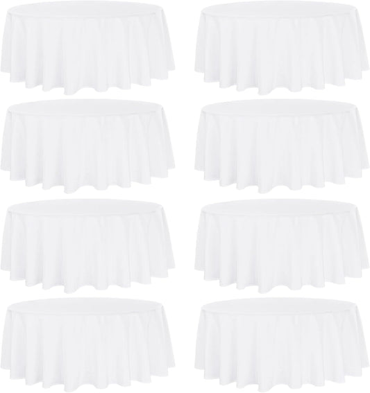 8 Pack Round Tablecloth 70 Inch White Round Table Covers Bulk Washable Polyester Fabric Table Clothes for Wedding Party Reception Banquet Buffet Restaurant (White, 70 Inch)