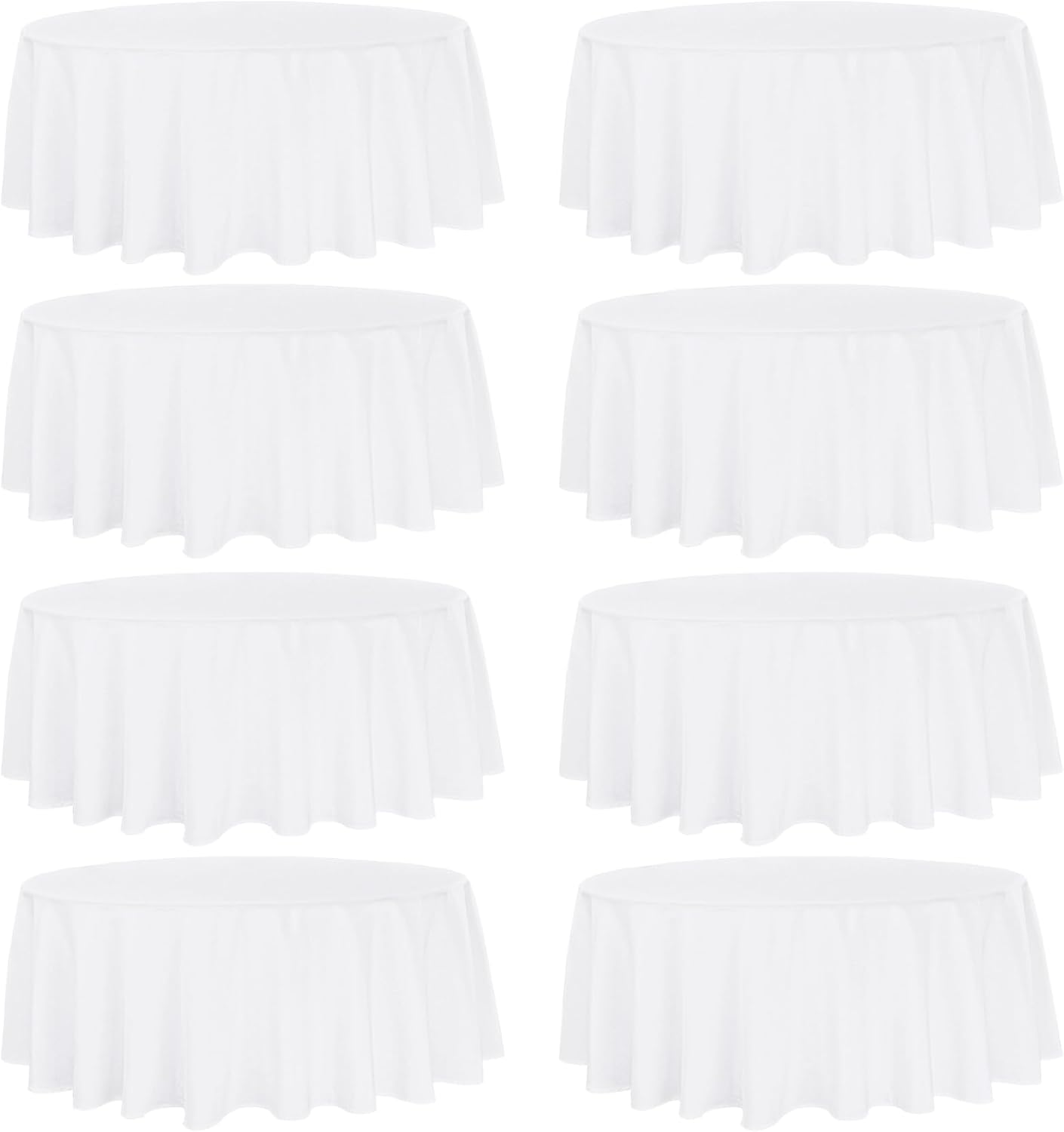 8 Pack Premium Round Tablecloth 108 Inch Round Table Covers Washable Polyester Fabric Round Table Clothes for Wedding Party Reception Banquet Buffet Restaurant (White, 108 Inch)