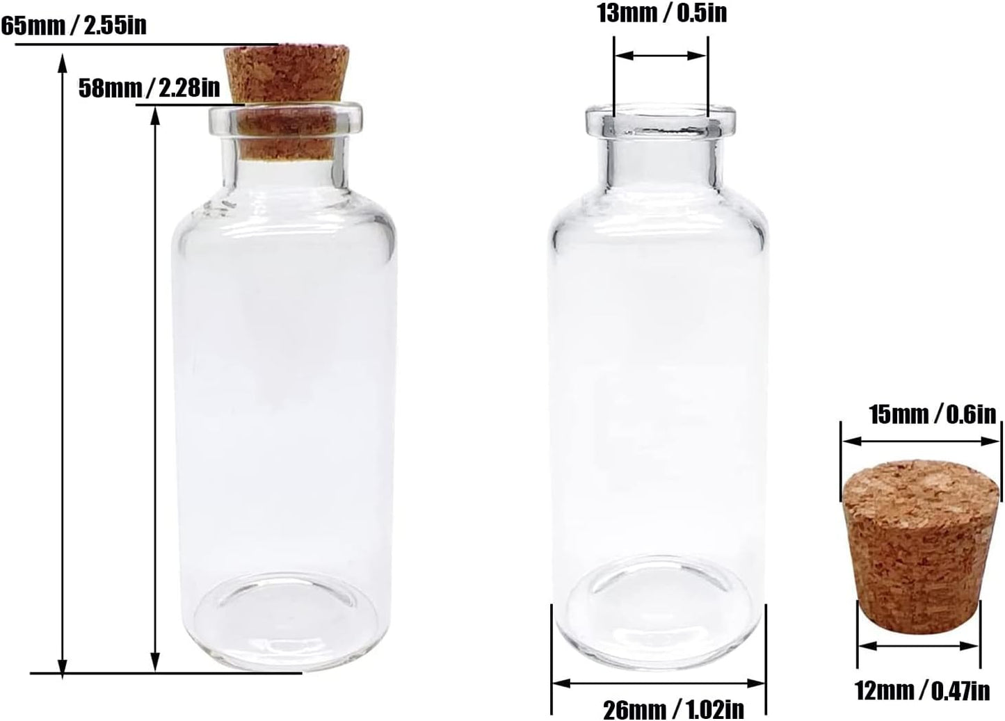 80 Pack 20 ML Glass Bottles with Cork Stoppers Mini Small Glass Bottles, for Wedding Favors, Crafts Home Decorations