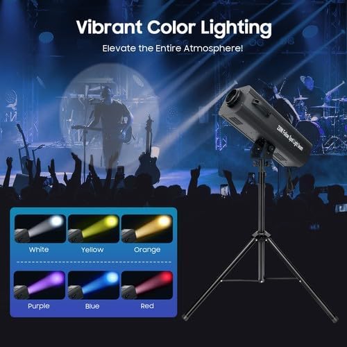 230W LED Stage Spotlight with Tripod, Professional Follow Light with 6 Colors & 3 Color Temperatures (5600K、6000K、3200K), Theater Lights DJ Lighting for Wedding Party, DJ Show, Theater (230, Watts)