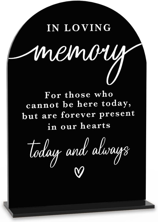 In Loving Memory Acrylic Wedding Sign Memory Table Sign for Wedding Wedding Signs for Ceremony Modern Calligraphy Arch Acrylic Table Top Sign for Wedding Reception and Event Party Table(black)