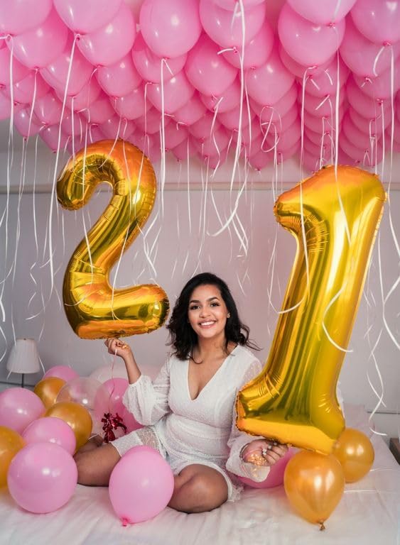 Gold 40 Inch Big Number Balloon Birthday Decoration, Number 12 Helium Balloon 12 Twelve Celebration, Boy Girl Baby Anniversary Party Graduations Supplies Decorations