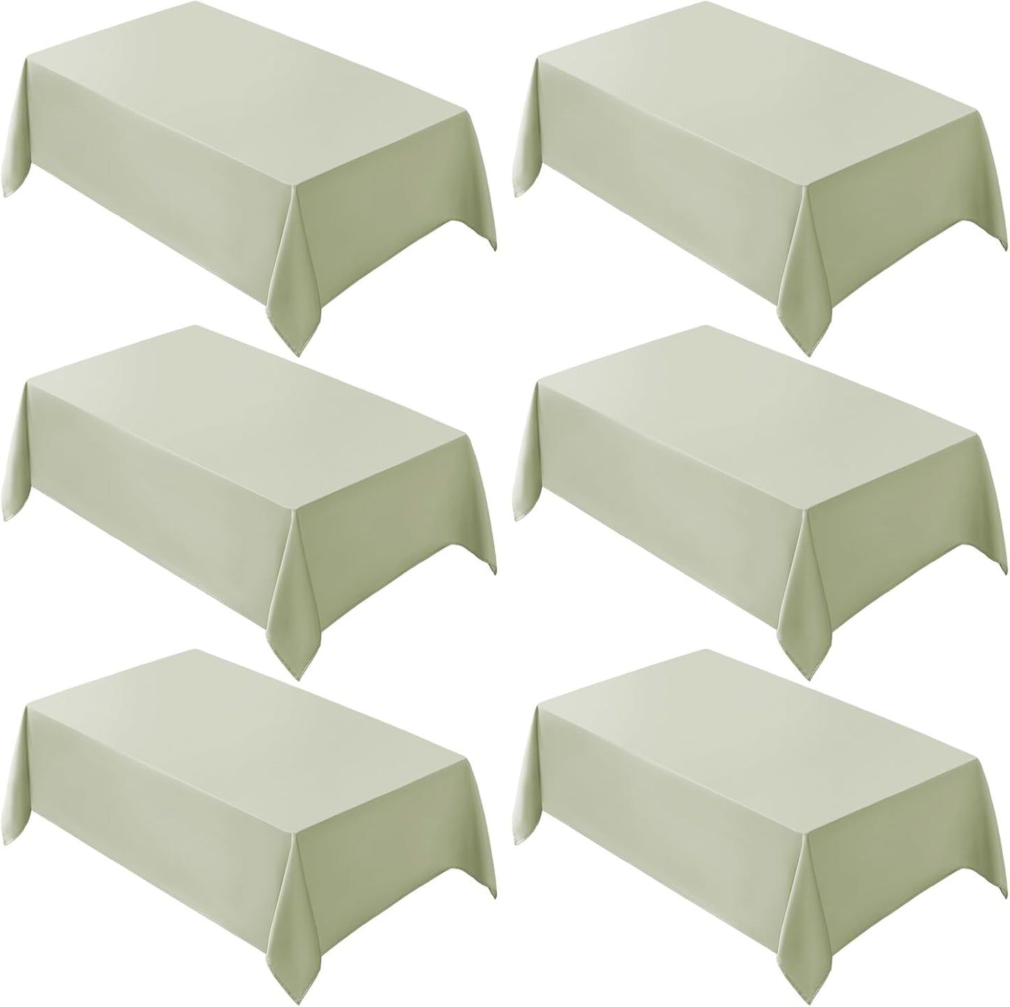 VidaFete Tablecloth 6 Pack 90 * 132inch Rectangle Table Cloth Polyester,Stain Wrinkle Resistant Polyester Dining Table Cover for Kitchen Dinning Party Wedding Rectangular Buffet Decoration(Sagegreen)