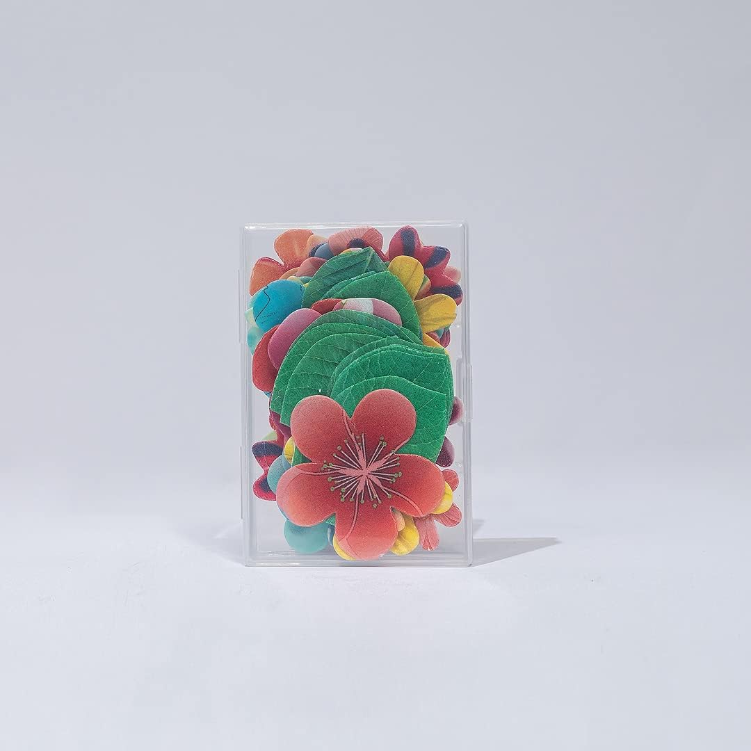 Edible Flowers Edible leaves 55pcs Wafer Paper Cake Cupcake Toppers for Decorating Rice Paper Flower Food Decorations for Baking Girl Birthday Party Mix Size Color (35flowers+20lesaves)