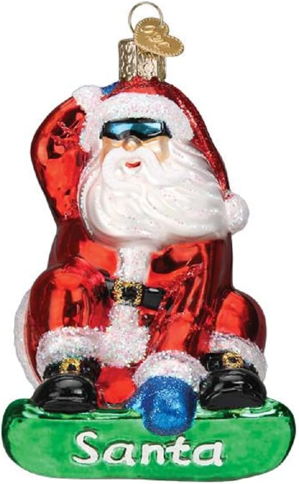 Old World Christmas Ornaments Snowboarding Santa Glass Blown Ornaments for Christmas Tree