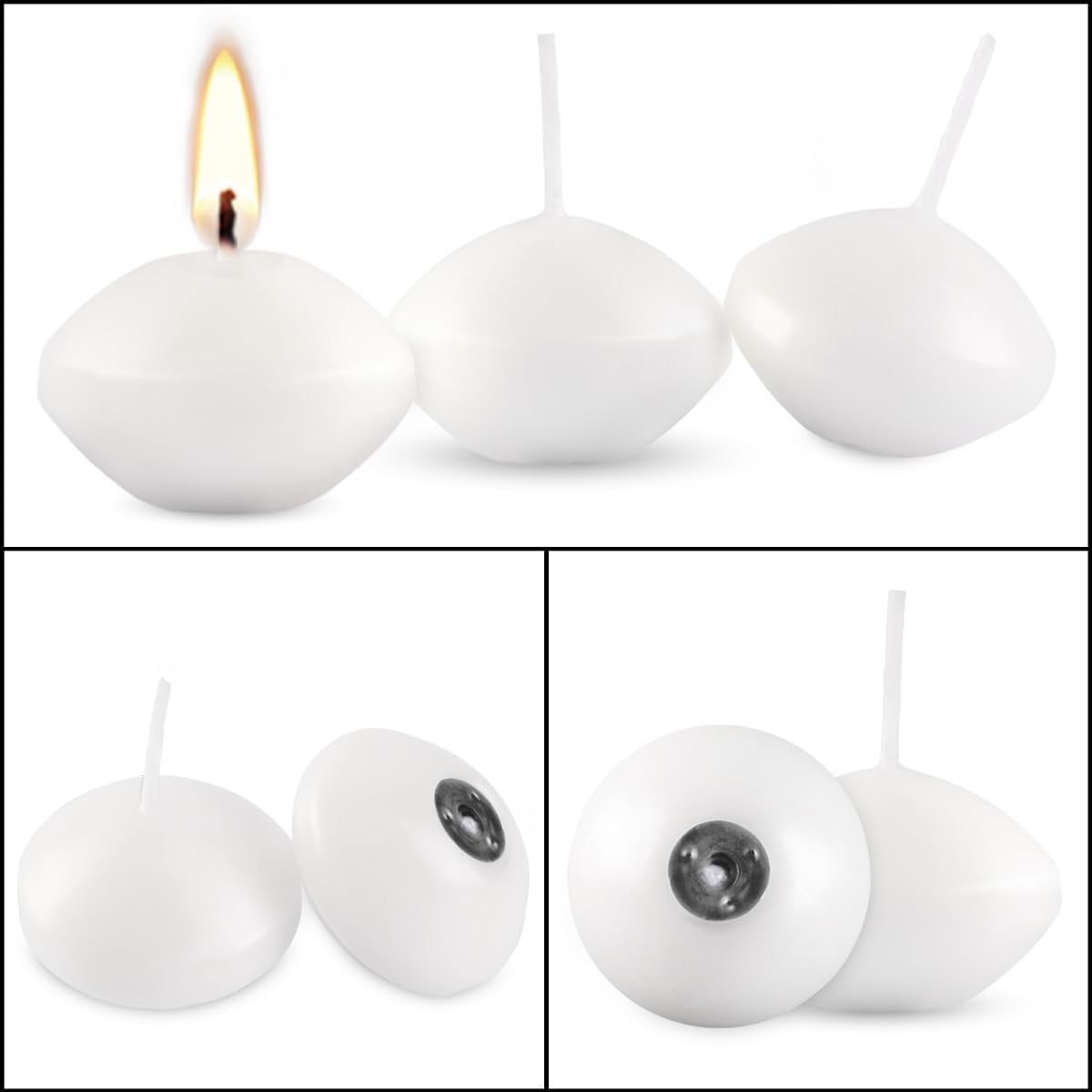 Unscented Floating Candles Set of 72, 2 Inch White Dripless Wax for Centerpieces at Wedding Pool Party Holiday