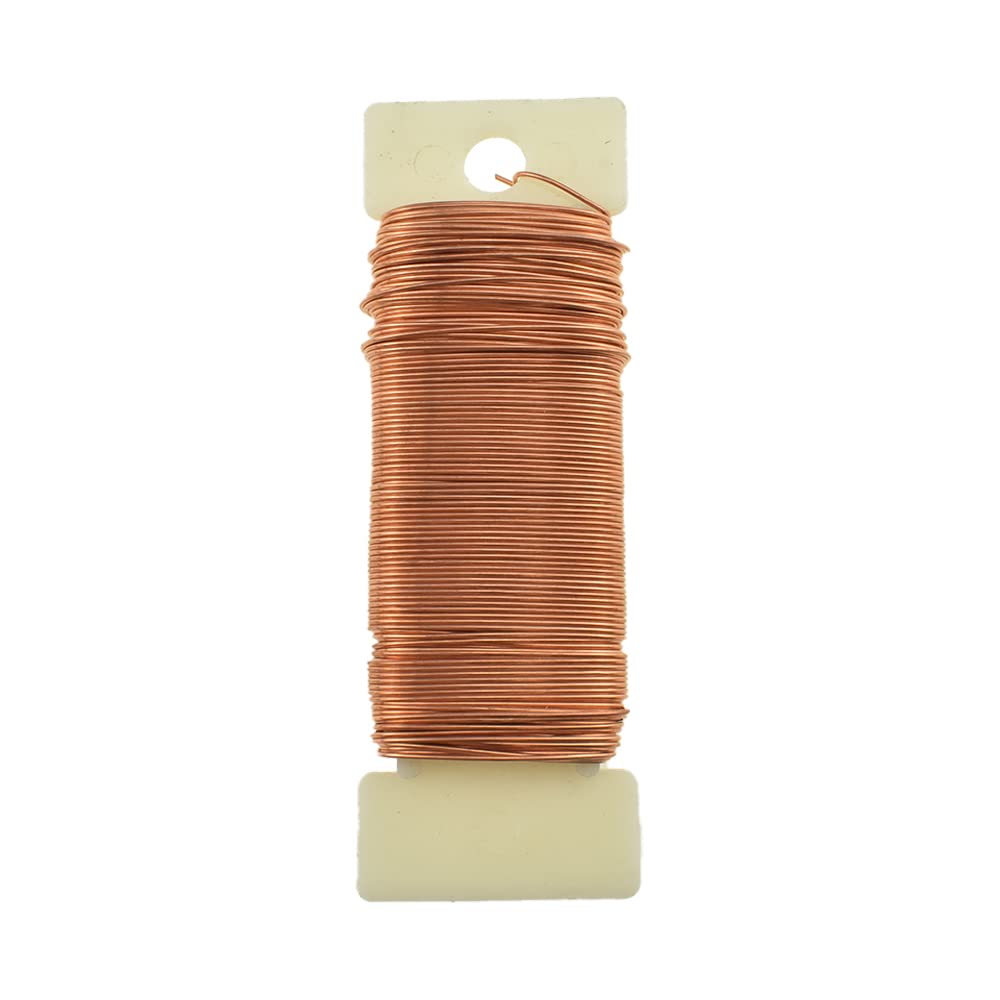 HAHIYO 22Gauge Rose Gold Floral Wire - 38Yards (115Feet) Flexible Paddle Wire for Crafts, Christmas Wreaths, Tree, Flower Arrangement, Bouquet Wrapping, Wedding DIY