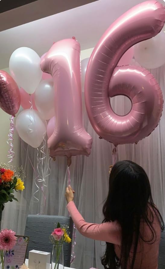 40 Inch Big Pearlescent Pink 9 Balloon Number, Jumbo Giant Happy 9th 19 29 39 49 99 Birthday Party Decorations, Large Nine Mylar Foil Anniversary Birthday Party Engagement Decorations