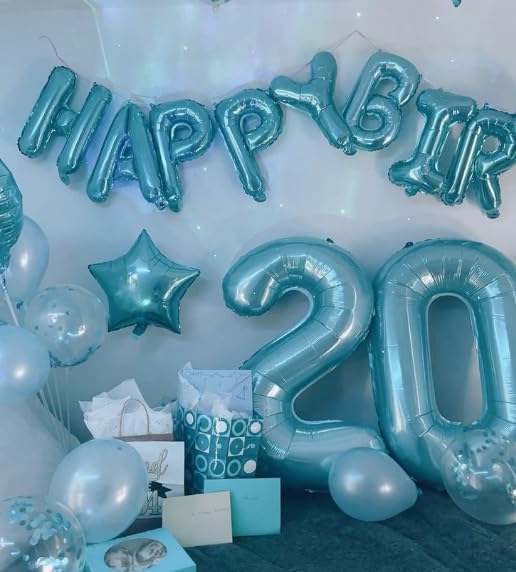 Pearl Blue 40 Inch 0 Number Balloons, 0 Decorations for 10 20 30 40 50 60 70 80 90 100Birthday, Foil Giant Birthday Graduations Anniversary Party Balloons