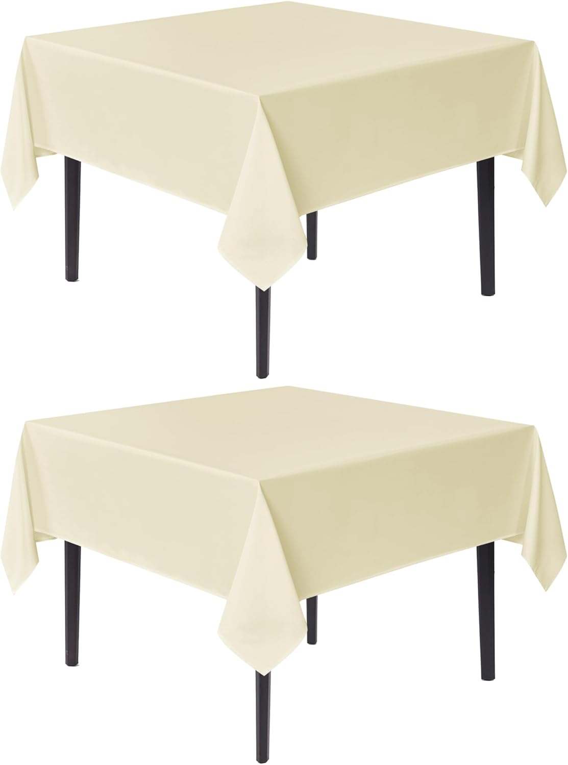 sancua Square Tablecloths 85x85 Inch, 2 Pack - Beige Fabric Table Cloth for Square or Round Tables, Washable Polyester Table Cover for Outdoor Party, Birthday, Buffet, Resturant