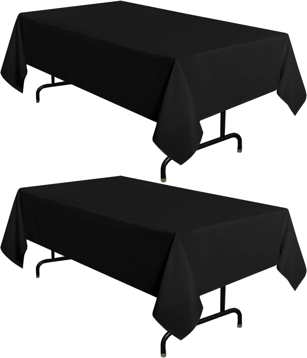 sancua 2 Pack Black Tablecloth 60 x 84 Inch, Rectangle 4 Feet Table Cloth - Stain and Wrinkle Resistant Washable Polyester Table Cover for Dining Tables, Buffet Parties and Camping
