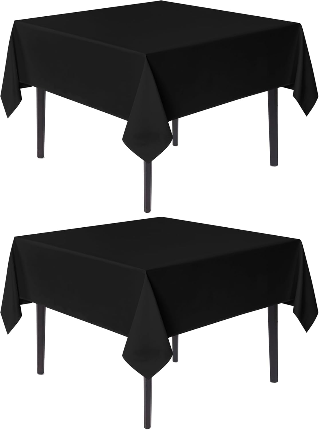 sancua Black Square Tablecloths 60x60 Inch, 2 Pack - Fabric Table Cloth for Square or Round Tables, Washable Polyester Table Cover for Dinner, Holiday Party, Decorative Display Tables