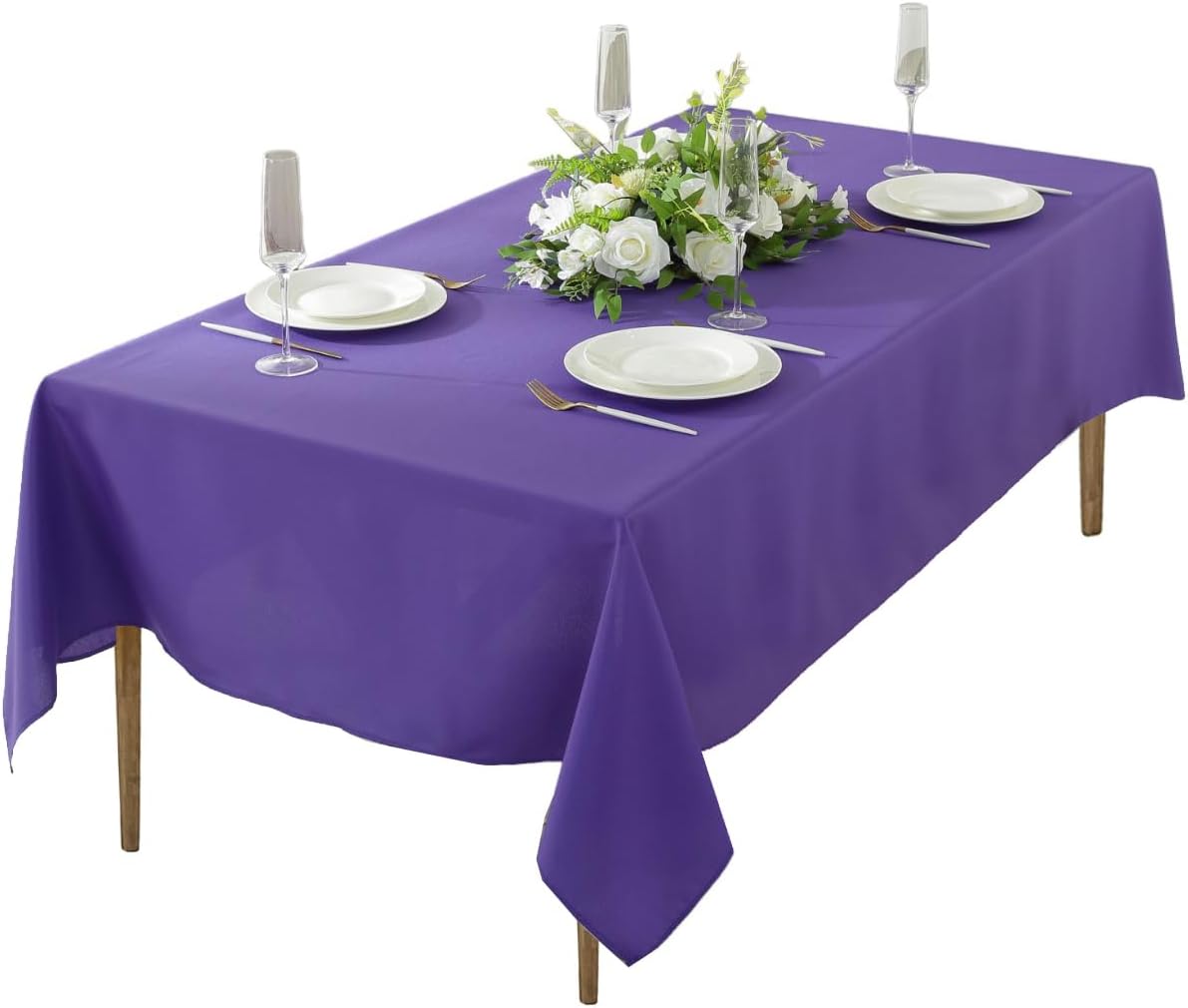 Craft And Party Rectangle Tablecloth, 70 x 90 Inch Purple Tablecloth, Polyester Fabric Washable Table Cloth for Home, Party, Wedding or Restaurant Use.
