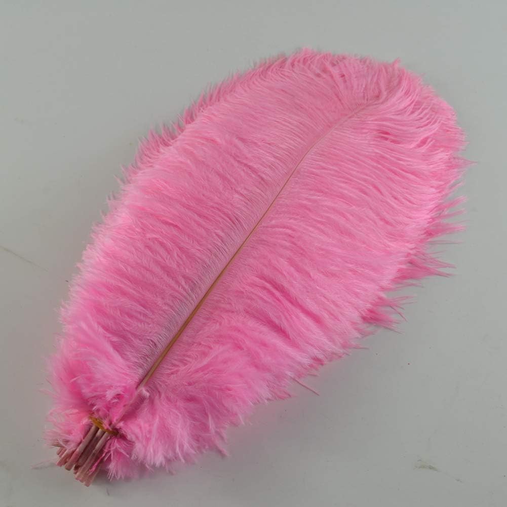 Sowder 14-16inch(35-40cm) Ostrich Feathers Plume for Wedding Centerpieces Home Decoration Pack of 10pcs(Pink)