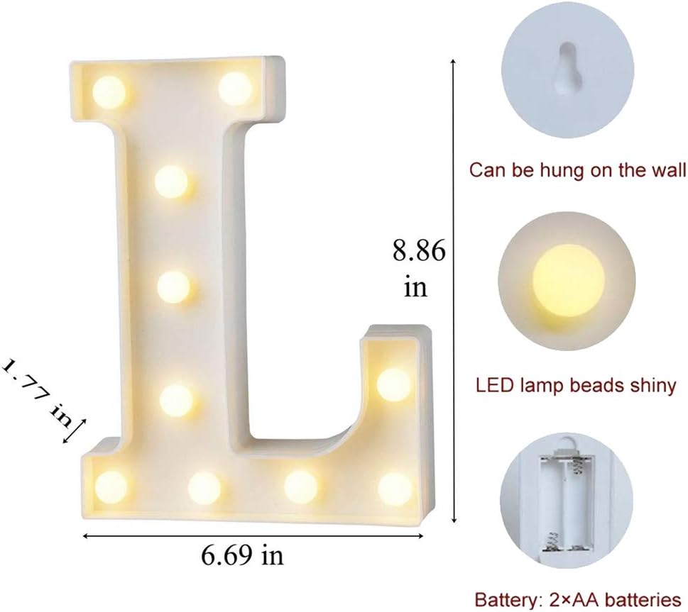 MUMUXI Marquee Light Up Letters | Large Light Up Numbers | Battery Powered and Bright with Every Letter of The Alphabet | for Wedding, Birthday, Party, Celebration, Christmas or Home Decoration (L)