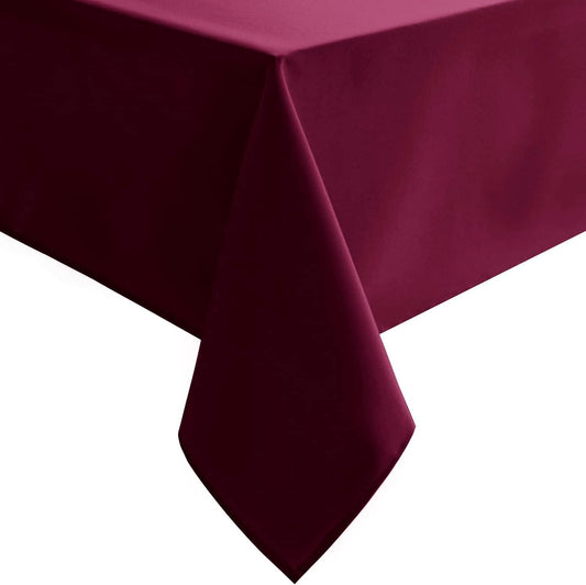Hiasan Burgundy Tablecloth for Rectangle Tables - Waterproof and Spillproof Washable Fabric Table Cloth for Dining Room Kitchen Party, 60 x 84 Inch