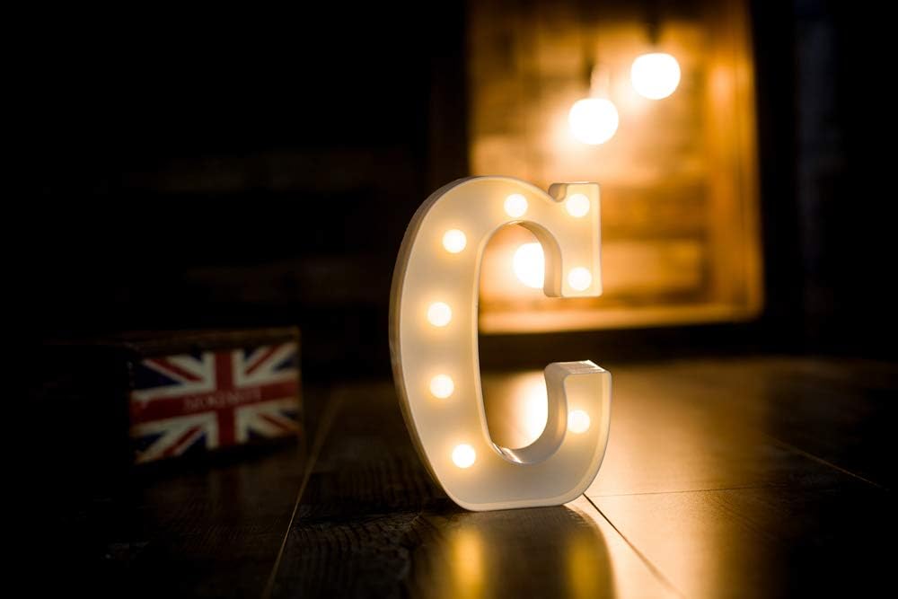 Foaky LED Letter Lights Sign Marquee Light Up Letters Sign for Night Light Wedding/Birthday Party Battery Powered Christmas Lamp Home Bar Decoration(C)