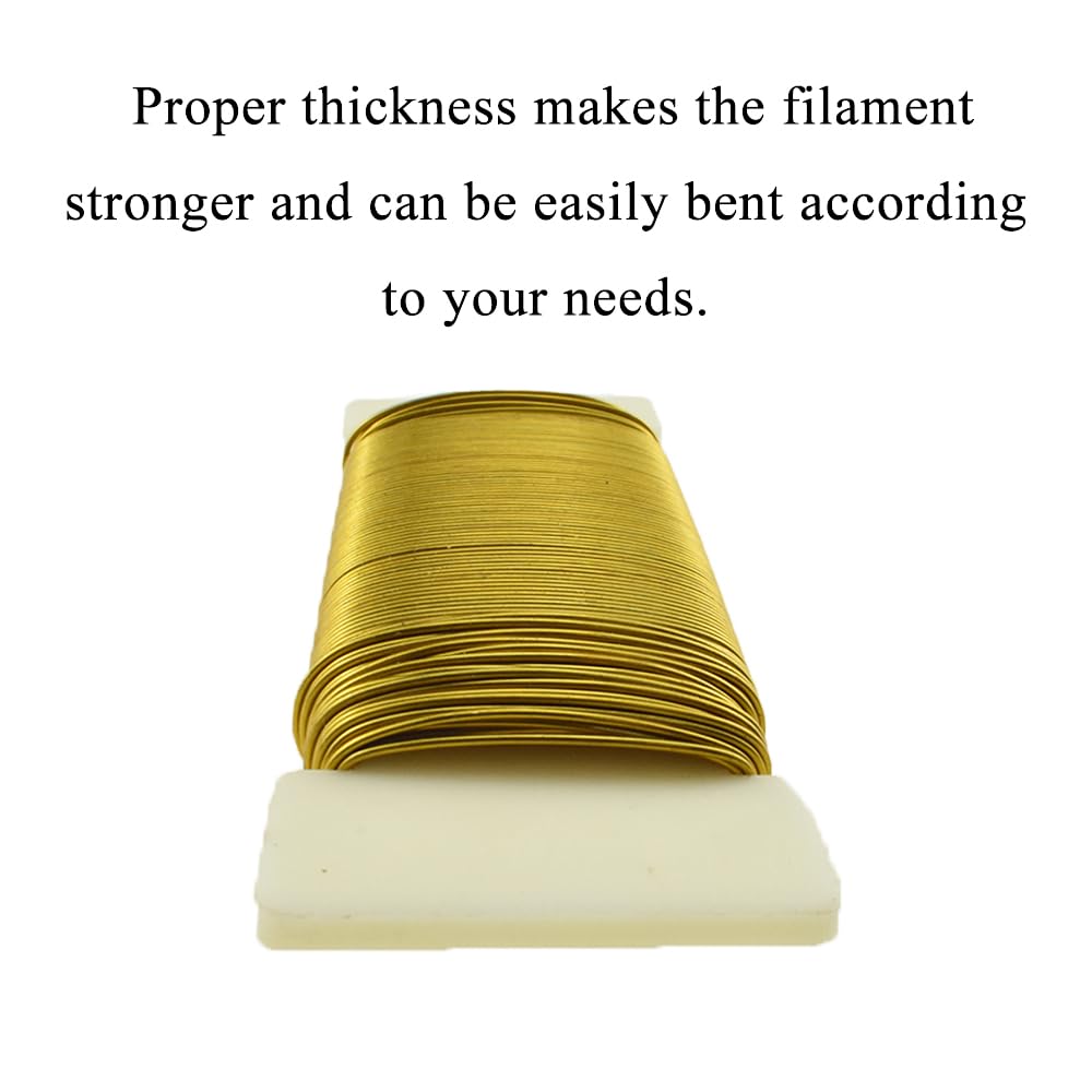 HAHIYO 22Gauge Dark Gold Metal Floral Wire - 1 Roll, 38 Yards (115 Feet) - Flexible Paddle Wire for Craft, Christmas Wreaths, Tree, Flower Arrangement, Bouquet Wrapping, Wedding, DIY