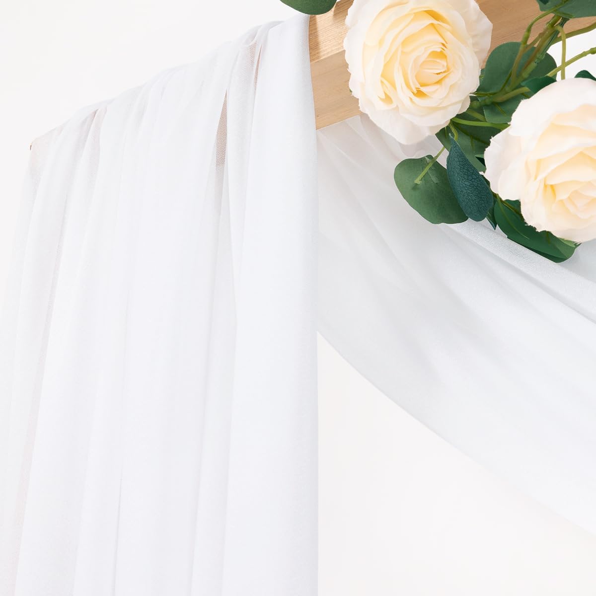 MLMC White Wedding Arch Draping Fabric 4 Panels 29" x 20 FT Extra Long Gauze Drapes Sheer Backdrop Curtains 6.6 Yards Outdoor Drapery Panels for Wedding Ceremony Party Ceiling Decoration