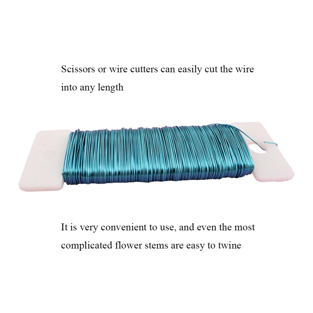 HAHIYO 26Gauge Blue Metal Floral Wire - 1 Roll, 38 Yards (115 Feet) - Flexible Paddle Wire for Craft, Christmas Wreath, Flower Arrangement, Bouquet Wrapping, Wedding, DIY