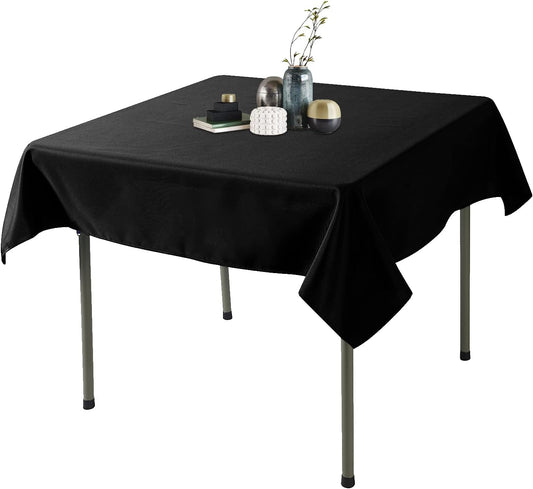Ascoza 2pack 70x70 Inch Black Square in Polyester Fabric Tablecloth for Wedding,Banquet,Restaurant and Parties