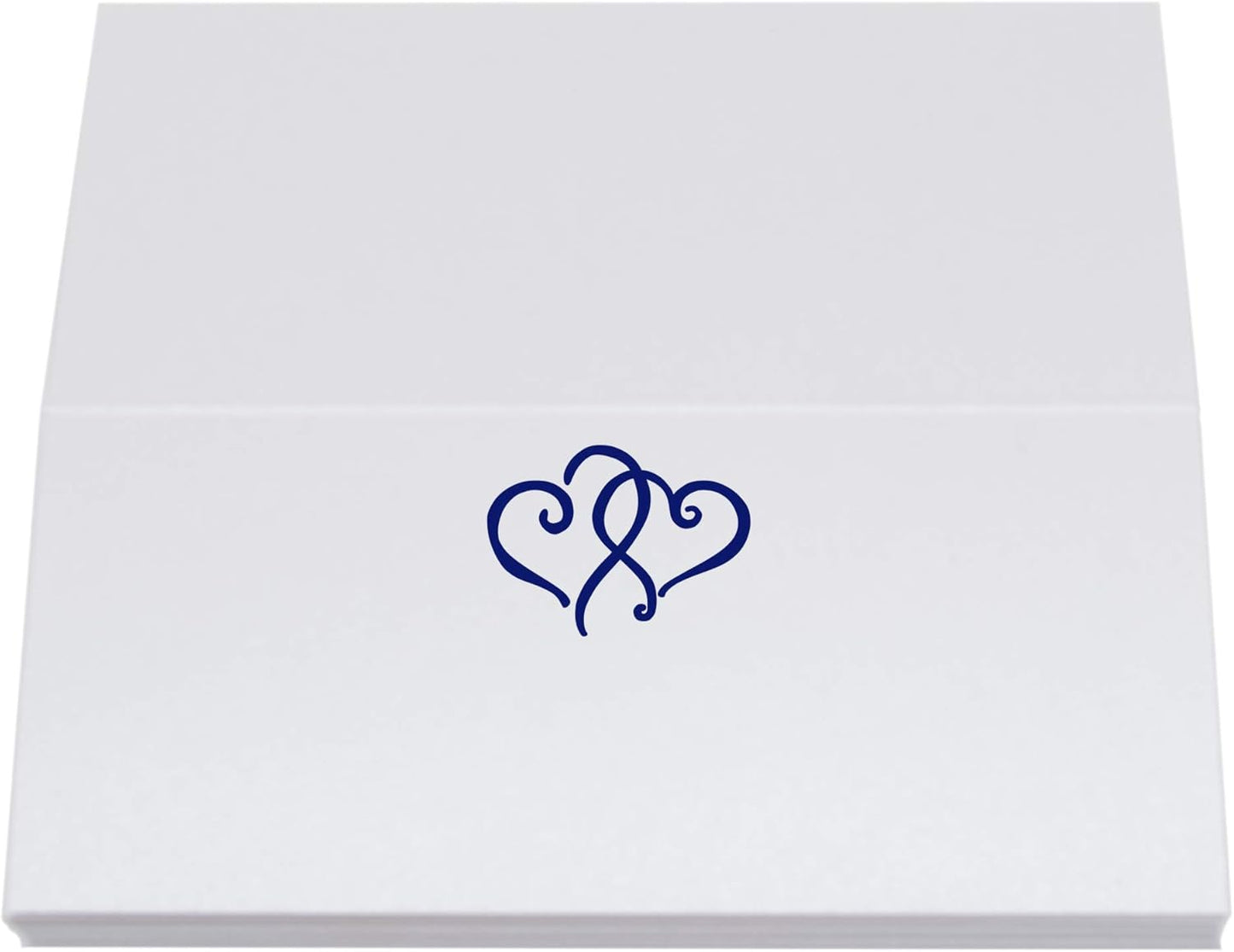 Linked Hearts Place Cards, Navy (Choose Color), Set of 25, Pre-cut and Scored - Wedding, Party, Dinner, and Special Events - Made in the USA