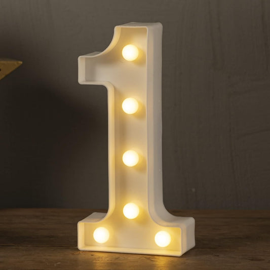 HXWEIYE Marquee Light Up Numbers-1, 8.5 Inch Decorative Letter Sign 26 Alphabet and 10 Number, Battery Powered Warm White for Party, Christmas Decor（8.5 * 4.2 * 1.8IN）