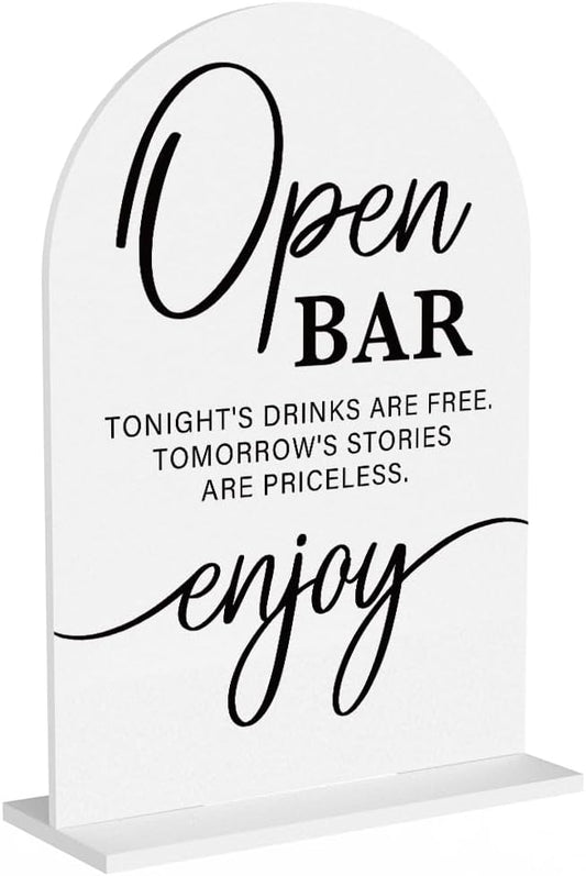 Acrylic Wedding Sign Wedding Signs for Ceremony Open Bar Sign for Wedding Modern Calligraphy Arch Acrylic Table Top Sign for Wedding Reception and Event Party Table(white）