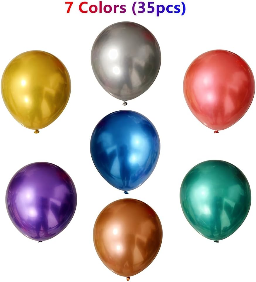 35 Pack Metallic Balloons 18 Inch Chrome Shiny Assorted Colors Latex Rainbow 7 Kinds Color Large Balloon for Birthday Wedding Bridal Baby Shower Supplies Party Decorations