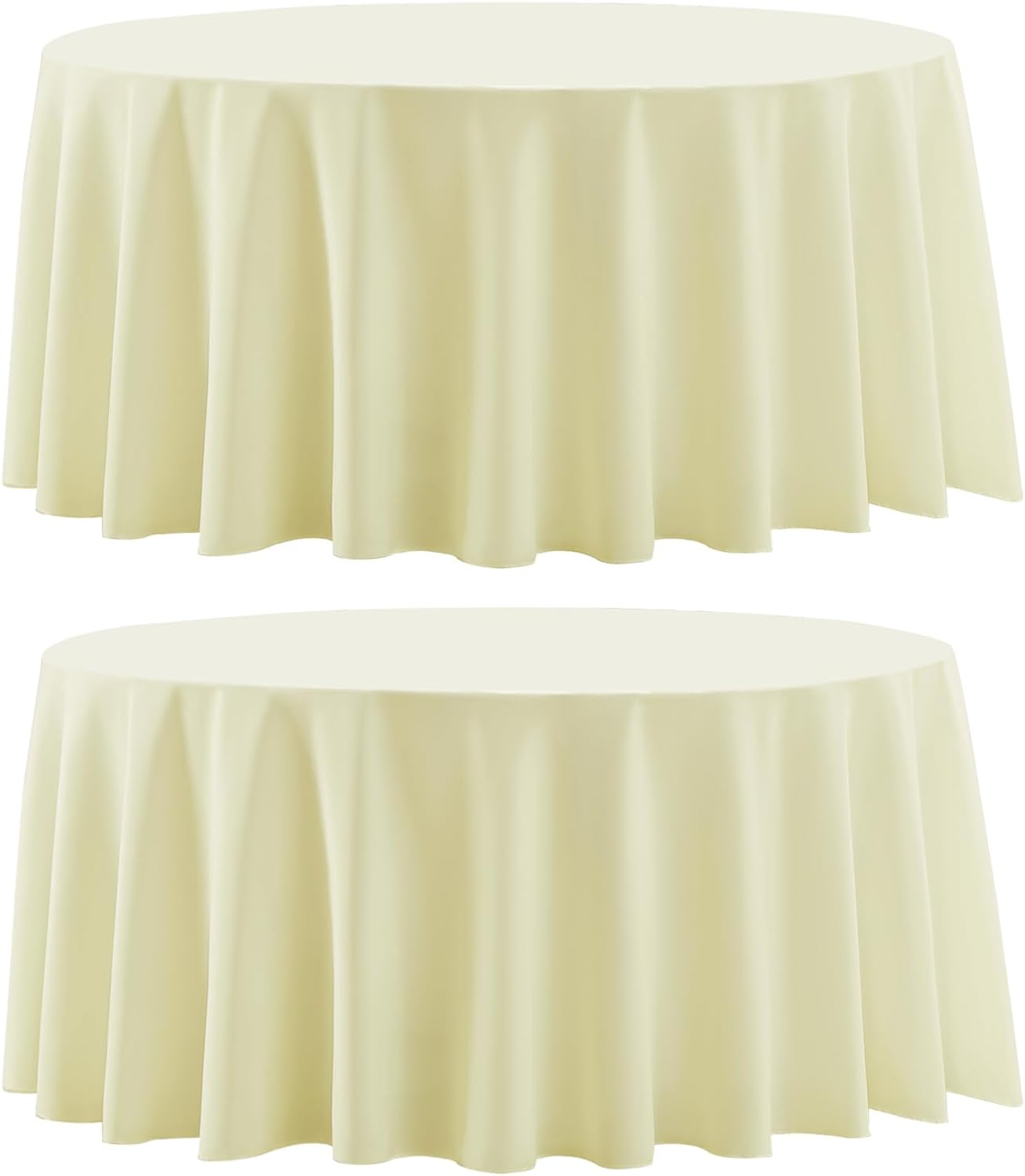 Round Tablecloth 2 Pack 108 Inch Ivory Tablecloths Washable Decorative Linen Polyester Table Clothes Cover for Dining Table Banquets Buffet Parties and Wedding
