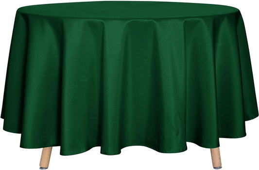 sancua Round Tablecloth - 108 Inch - Water Resistant Spill Proof Washable Polyester Table Cloth Decorative Fabric for Dining, Buffet Parties and Camping, Hunter Green