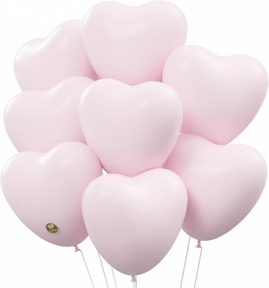 AFTERLOON® Biodegradable Balloons 100 pcs Pastel Baby Pink 10 Inch Heart Shaped, Thickened Extra Strong Natural Latex Helium Float, Proposal Marriage Love Baby Shower Gender Reveal Wedding Bridal
