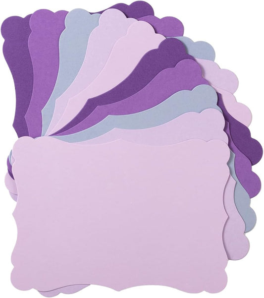 50 Pack Blank Kraft Cards Cardstock Thick Paper Brown Greeting Cards for DIY Gift Card Menus, Baby Shower and Wedding Invitations (Purple, 5 Colors, 5x7IN)