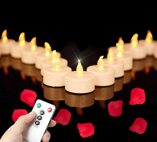 Tea Light Candles with Remote Control,Flickering Flameless LED Candle,Long Lasting 400+Hours,Battery Operated with Timer for Home Decoration Seasonal &Festival Celebration WarmYellow (24pcs)