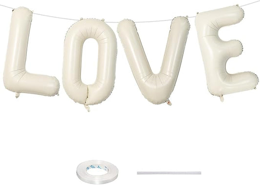 40 Inch Cream White Sand Love Balloons - Letter for Valentines Day, Ivory Alphabet Balloons for Lovers Couple Propose Wedding Marriage Anniversary Party Decorations