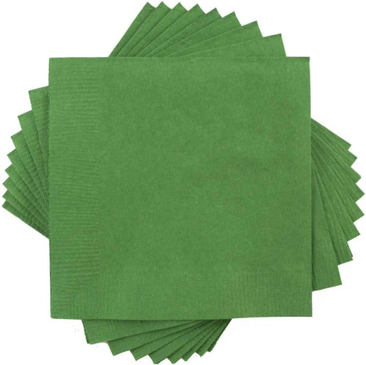JAM PAPER Small Beverage Napkins - 5 x 5 - Green - 40/Pack