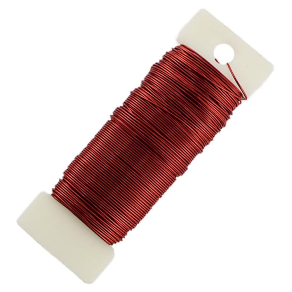HAHIYO 22Gauge Red Metal Floral Wire - 1 Roll, 38 Yards (115 Feet) - Flexible Paddle Wire for Craft, Christmas Wreath, Flower Arrangement, Bouquet Wrapping, Wedding, DIY