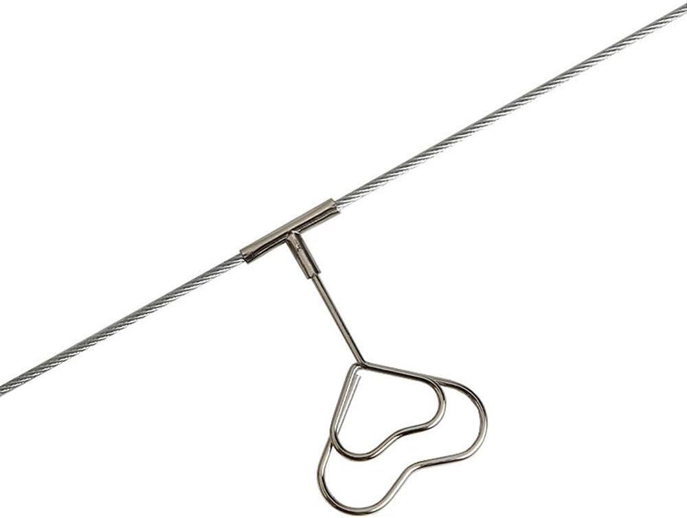 Multi-Purpose Steel Wall Hanging Photo Display Cable Wire Rod String with 12 Clips for Hanging Photos Notes and Artworks (Heart Shape Clip)