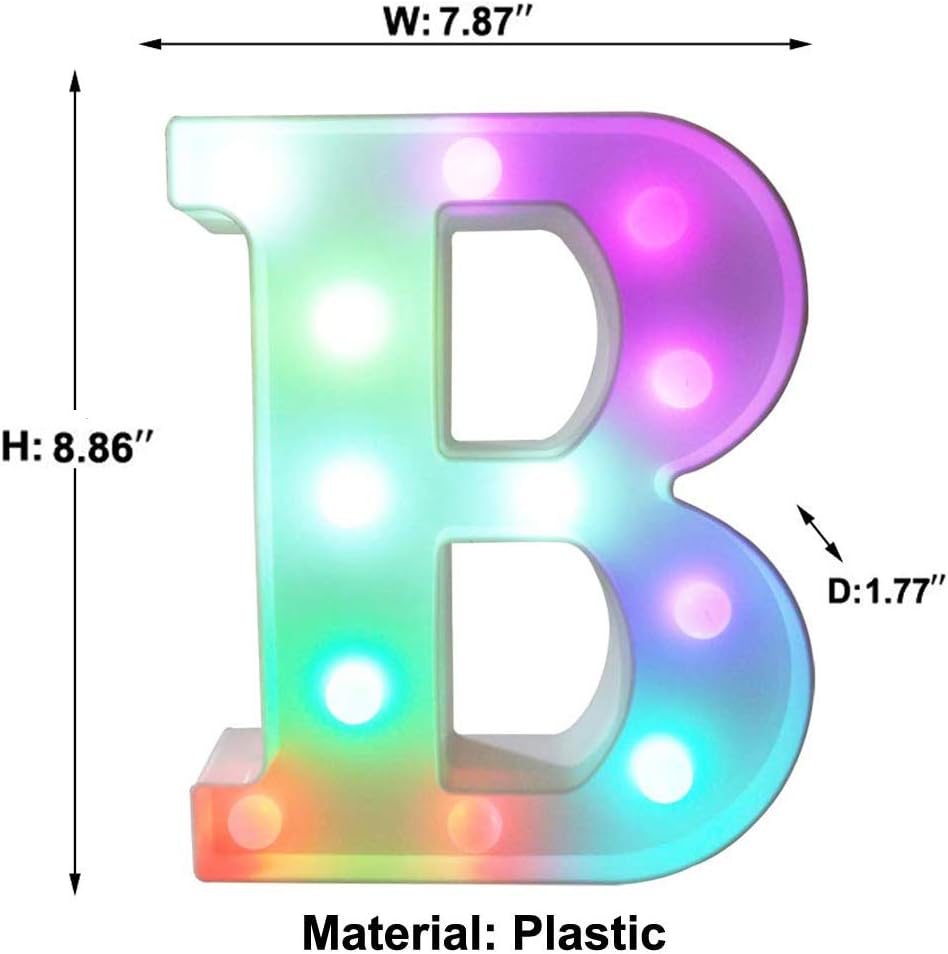 Pooqla Colorful LED Marquee Letter Lights with Remote – Light Up Marquee Signs – Party Bar Letters with Lights Decorations for The Home - Multicolor B