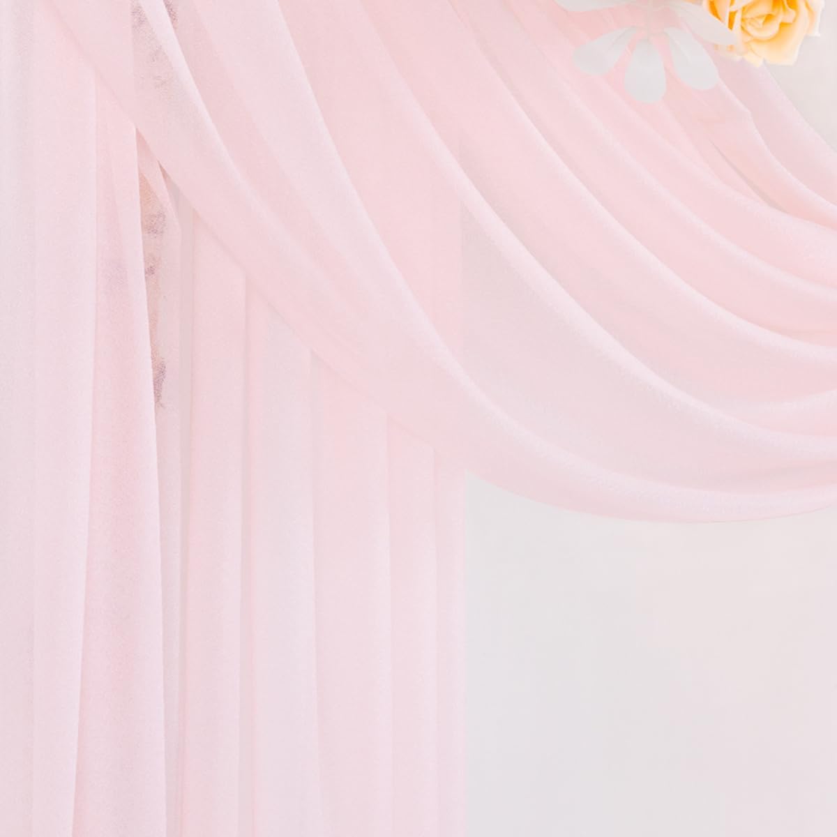 Pink Wedding Arch Draping Fabric 2 Panels 29" x 20 FT Blush Drapes for Backdrop Sheer Curtains Wedding Drapes for Romantic Bridal Baby Shower Ceremony Birthday Party Fall Outdoor Events