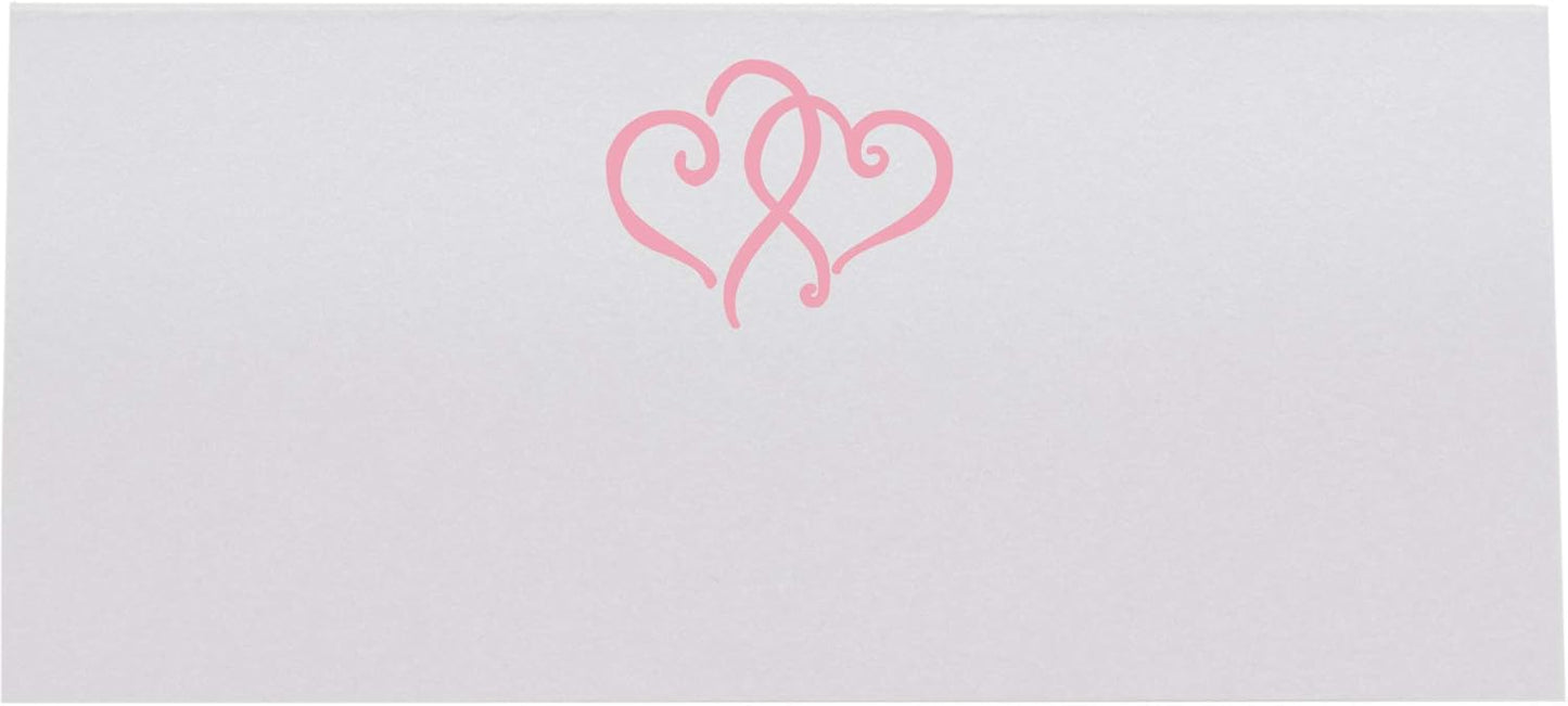 Linked Hearts Place Cards, Pink (Choose Color), Set of 25, Pre-cut and Scored - Wedding, Party, Dinner, and Special Events - Made in the USA