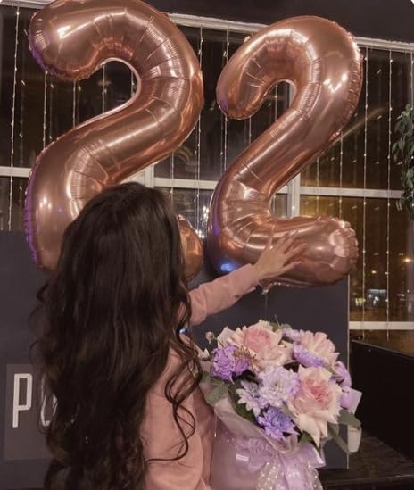 Rose Gold 40 Inch Big Number Balloon Birthday Decoration, Number 2 Helium Balloon 12 20 22 23 24 26 2025 New Years Celebration, Boy Girl Baby Anniversary Party Graduations Supplies Decorations