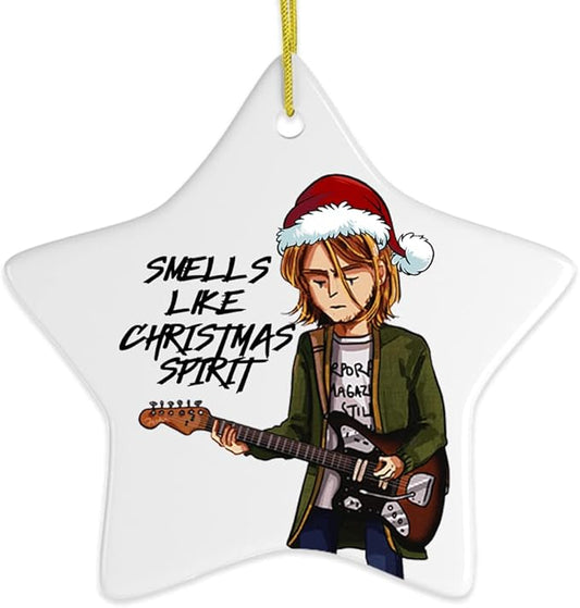 Pop Culture, Movie, and Music Themed Trendy Christmas Ornaments - Smells Like Christmas Spirit Rock and Roll Ornament (Star)
