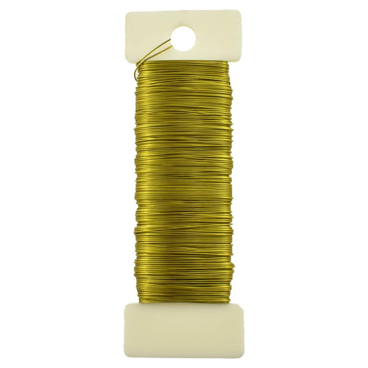 HAHIYO 26Gauge Golden Metal Floral Wire - 1 Roll, 38 Yards (115 Feet) - Flexible Paddle Wire for Craft, Christmas Wreath, Flower Arrangement, Bouquet Wrapping, Wedding, DIY