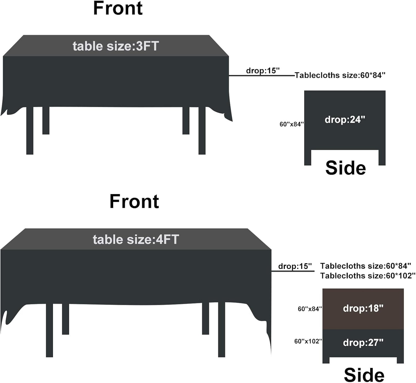 Rectangle Tablecloth 60x84 inch Washable Polyester Fabric Table Cloth for Wedding Party Dining Banquet Decoration（60x84, Ivory）