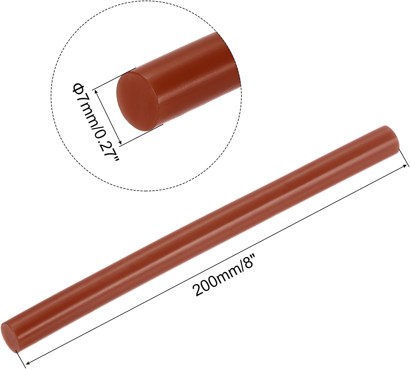 uxcell 20pcs Hot Glue Sticks for Glue Gun 7mm/0.27-inch x 8-inch Mini Hot Melt Adhesive Glue Stick Dark Brown